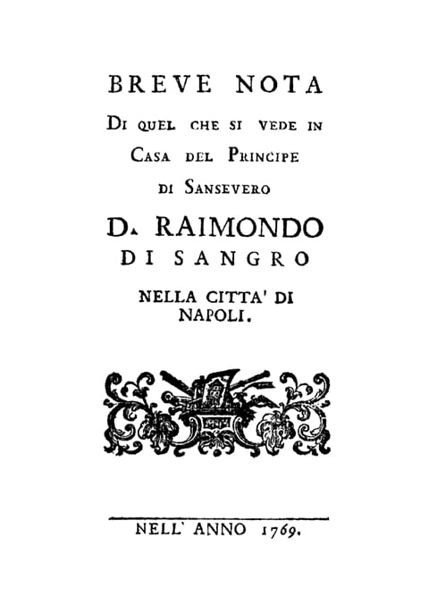 Breve Nota di quel che si vede in casa del Principe di Sansevero - frontespizio