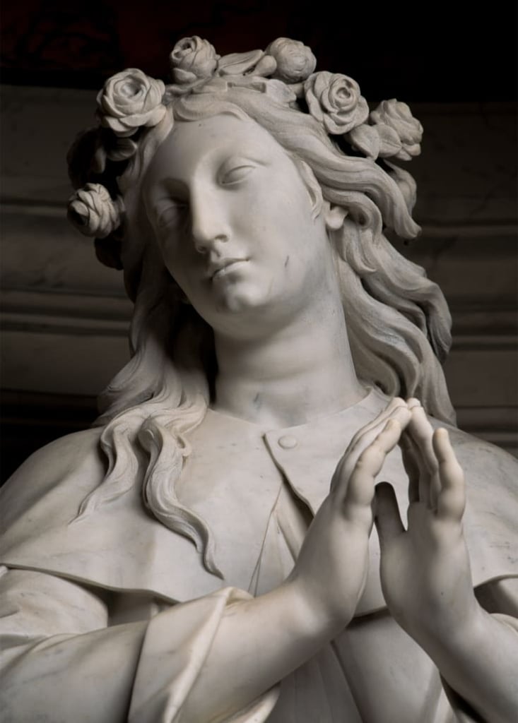 dettaglio gruppo scultoreo Santa Rosalia e Sant'Oderisio