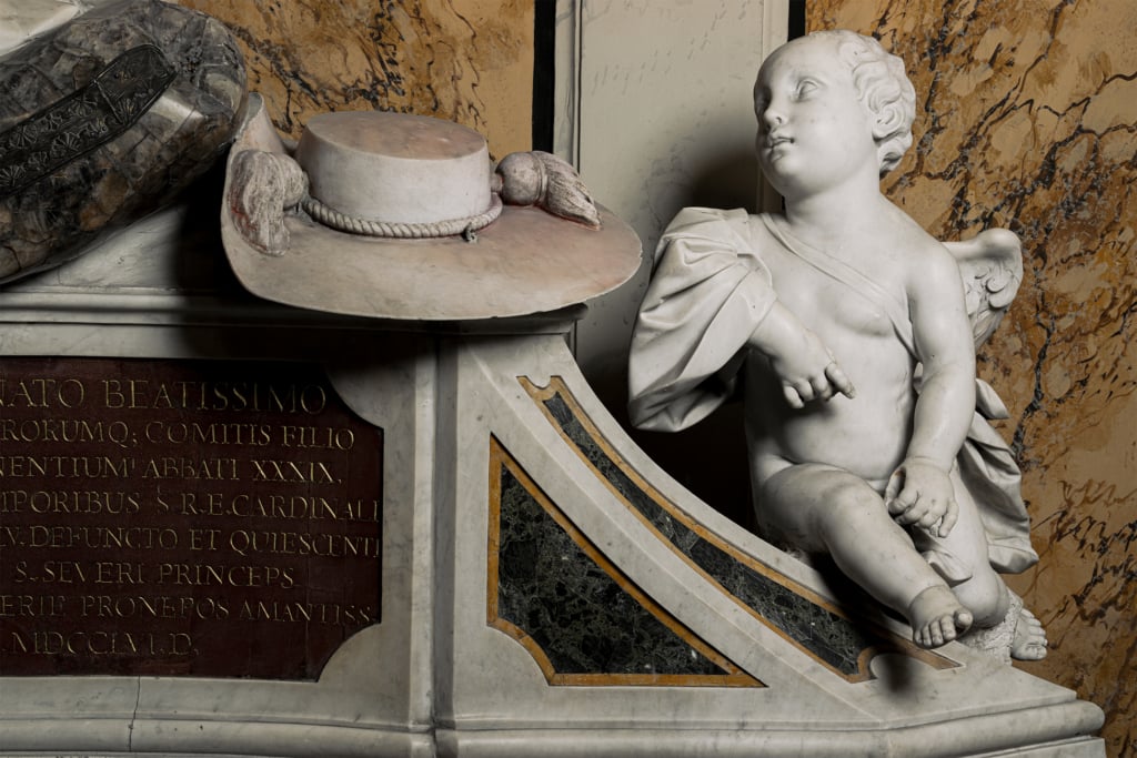 dettaglio gruppo scultoreo Santa Rosalia e Sant'Oderisio